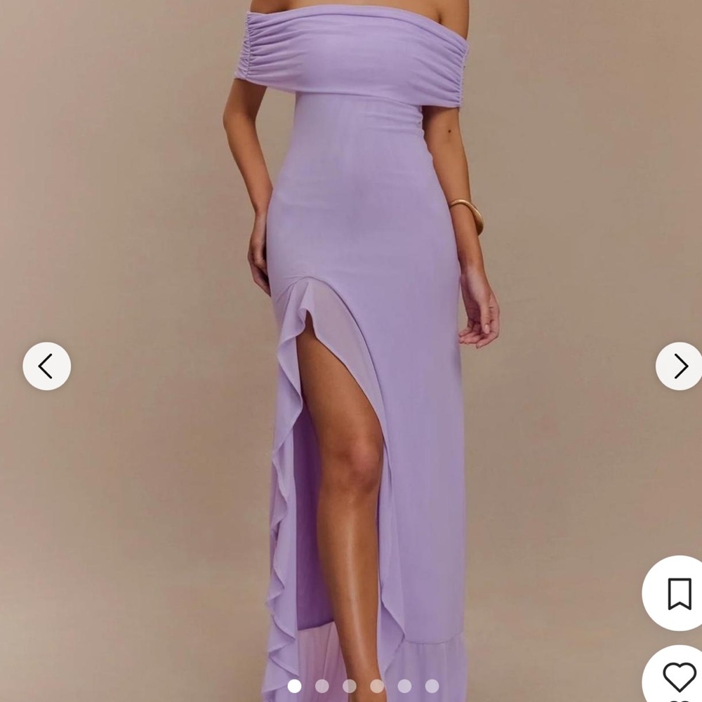 Meshki Lavender Off-Shoulder Maxi Dress